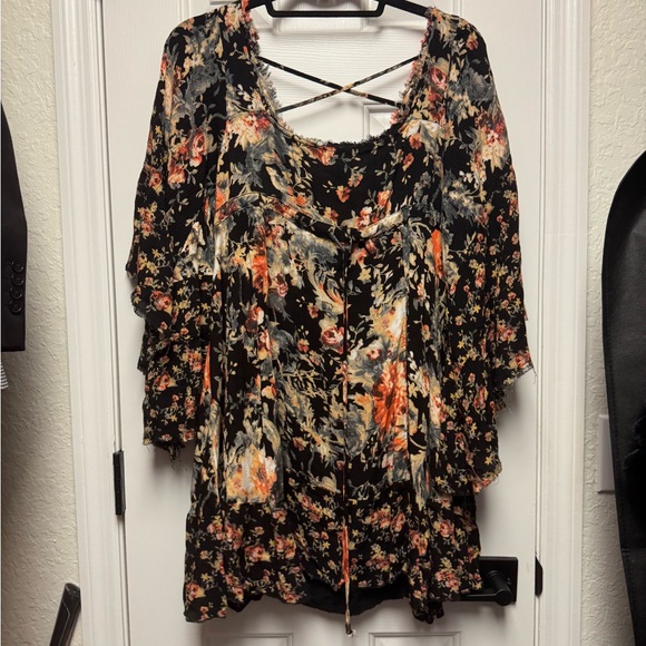 Free People Dresses & Skirts - FREE PEOPLE Floral Black and Orange Women's Dress
